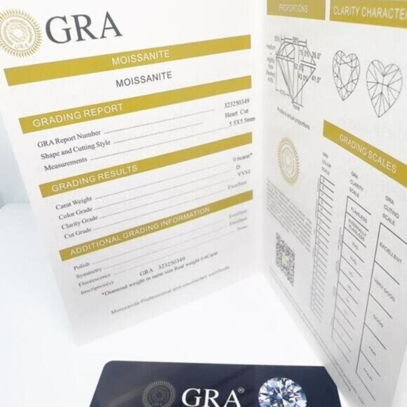 Moissanite Heart Cut Stud Earrings 925 Silver GRA - Picture 4 of 5